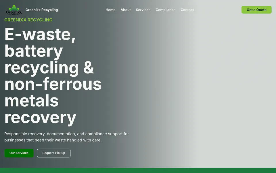 Greenixx Recycling website preview