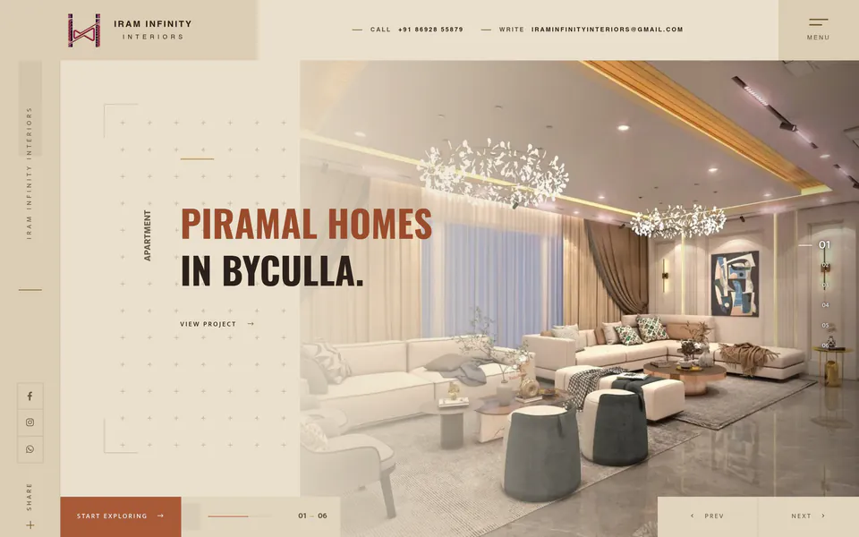 Iram Infinity Interiors website preview